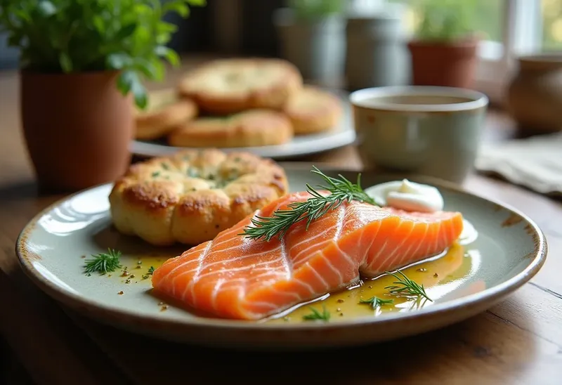 Duo gourmand de pâtisson et saumon frais