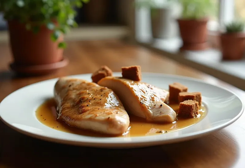 Émincé de volaille au pain d'épices et sauce au porto