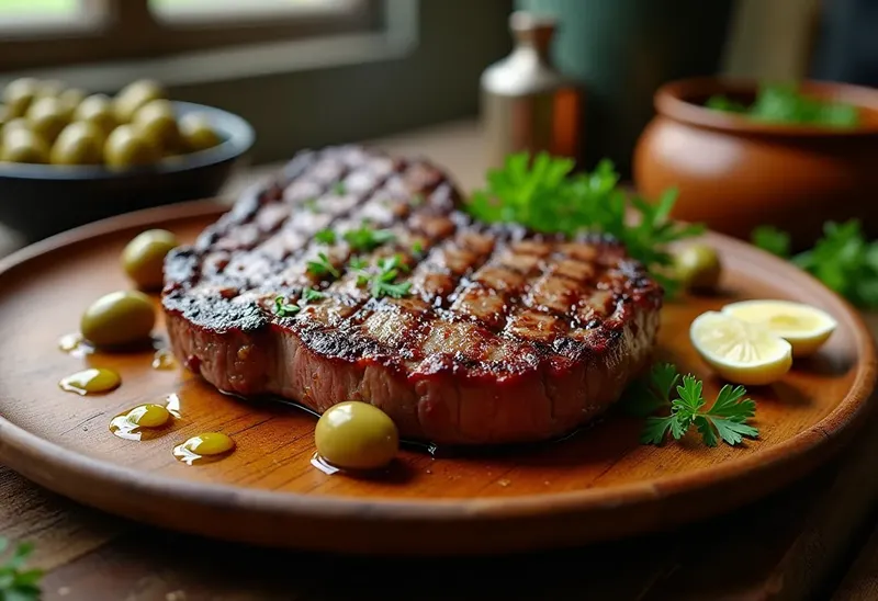 Entrecôte grillée aux anchois et olives vertes : recette savoureuse et gourmande