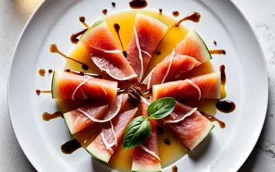 Entrée fraîche melon et jambon cru avec vinaigrette au miel facile et rapide
