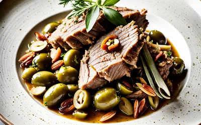 Recette facile d'épaule d'agneau mijotée aux olives et amandes