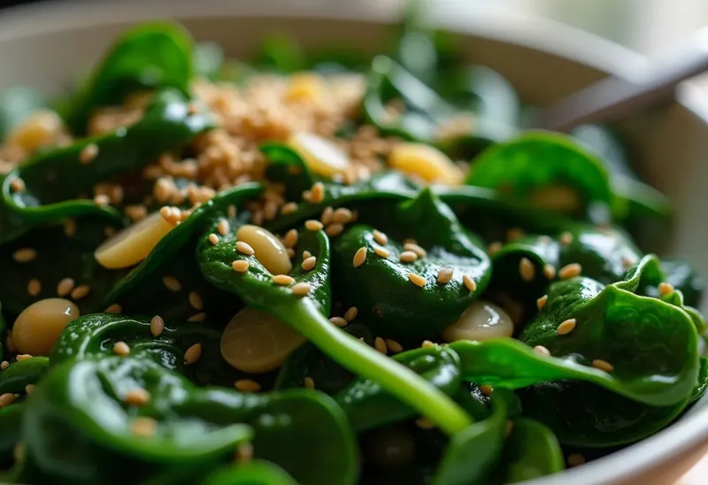 Épinards sautés à l'ail et au sésame : recette simple et savoureuse