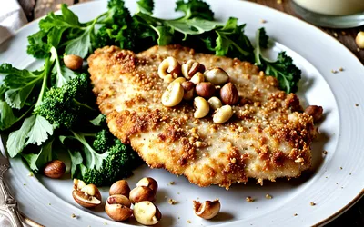 Recette facile d'escalopes de poulet panées aux noisettes croustillantes
