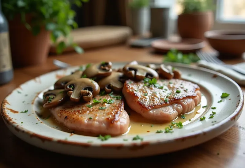Escalopes de veau crémeuses aux œufs et champignons savoureux