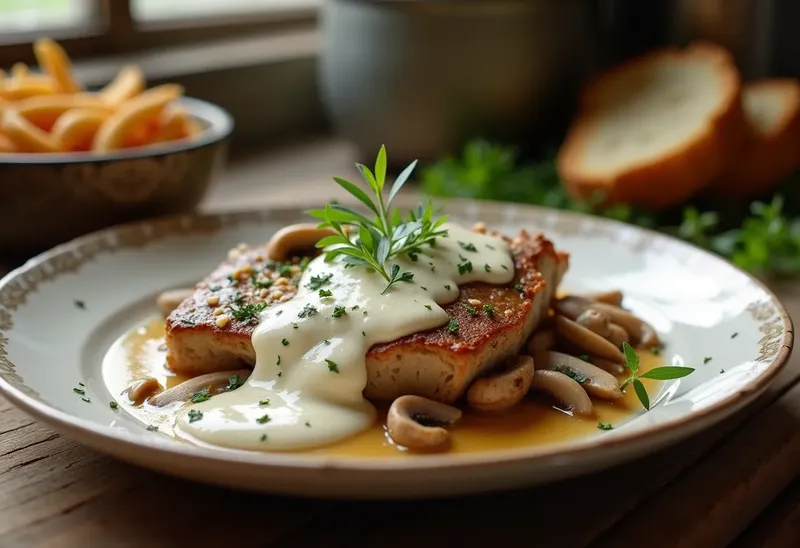 Escalopes jurassiennes savoureuses à la crème et au vin blanc