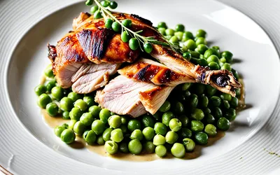Recette gourmande de faisan rôti à la crème de petits pois frais