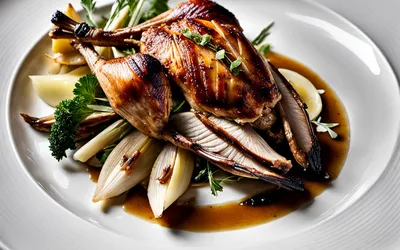 Faisan rôti à la sauce onctueuse aux endives caramélisées - Recette traditionnelle française