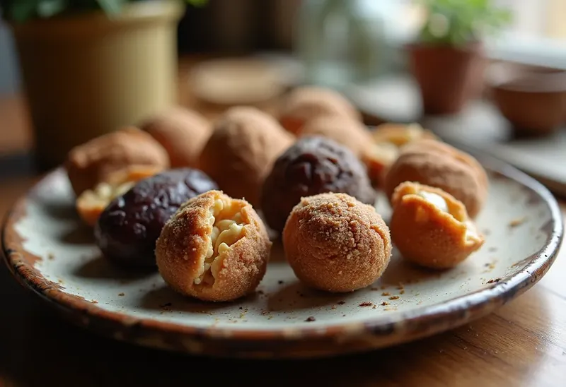 Farandole gourmande de dattes, pruneaux et noix enrobés de pâte d'amande