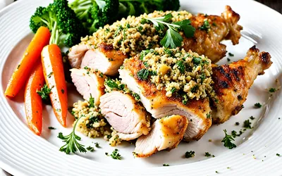 Farci de cuisses de poulet farcies aux herbes et légumes - recette facile et gourmande