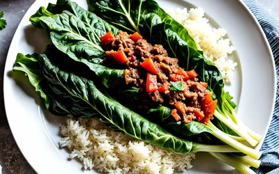 Recette facile de feuilles de blettes farcies à la viande et riz