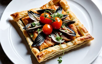 Feuilleté croustillant de sardines au coulis de tomates confites maison - recette facile
