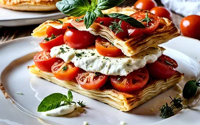 Recette facile de feuilleté fondant au chèvre et tomates fraîches