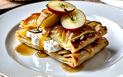 Feuilleté au chèvre frais et pommes caramélisées : recette facile et gourmande