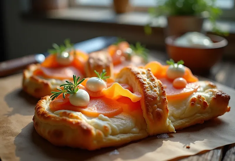 Feuilleté gourmand au saumon fumé et pélardon fondant