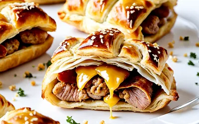 Recette facile de feuilletés apéritifs au fromage et à la saucisse
