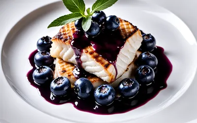 Image de la recette Filet de lotte à la sauce myrtilles, un plat raffiné et fruité