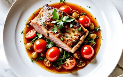 Filet de merlan aux tomates braisées et coulis de persil : recette facile et savoureuse
