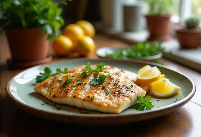 Filet de Poisson Jaune Grillé aux Herbes Fraîches
