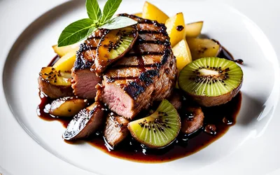 Filet mignon de porc aux kiwis caramélisés : recette facile et gourmande