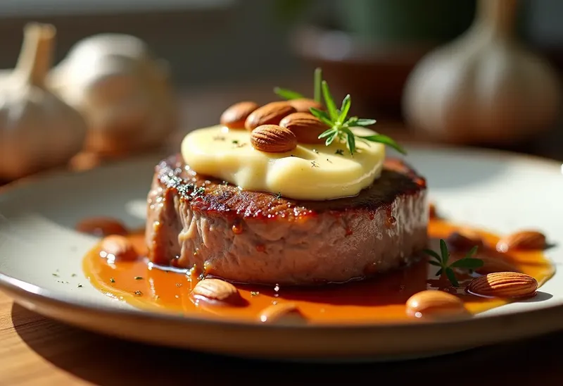 Filet Mignon Fondant au Camembert et Amandes Grillées