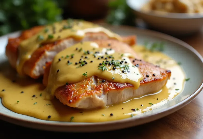 Filets de dinde sauce poivre et moutarde : recette gourmande et facile