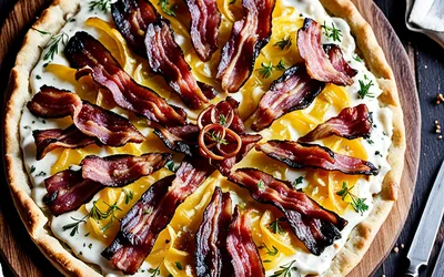 Photo de Recette Authentique de Flammekueche Alsacienne - Tarte Flambée Facile et Rapide