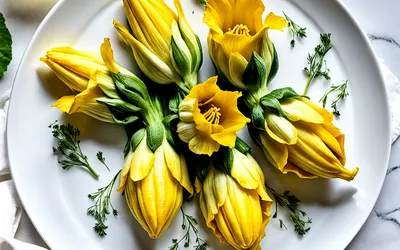 Recette facile de fleurs de courgettes farcies au fromage frais et herbes