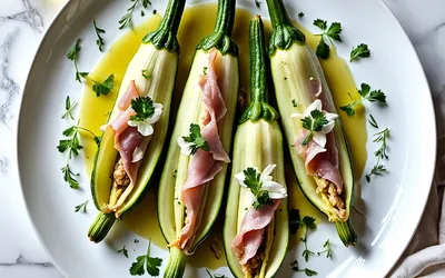 Photo de Fleurs de courgettes farcies au riz et jambon : recette gourmande et facile