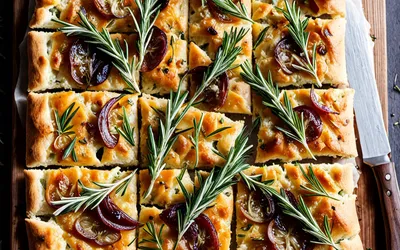 Recette facile de focaccia moelleuse aux oignons caramélisés