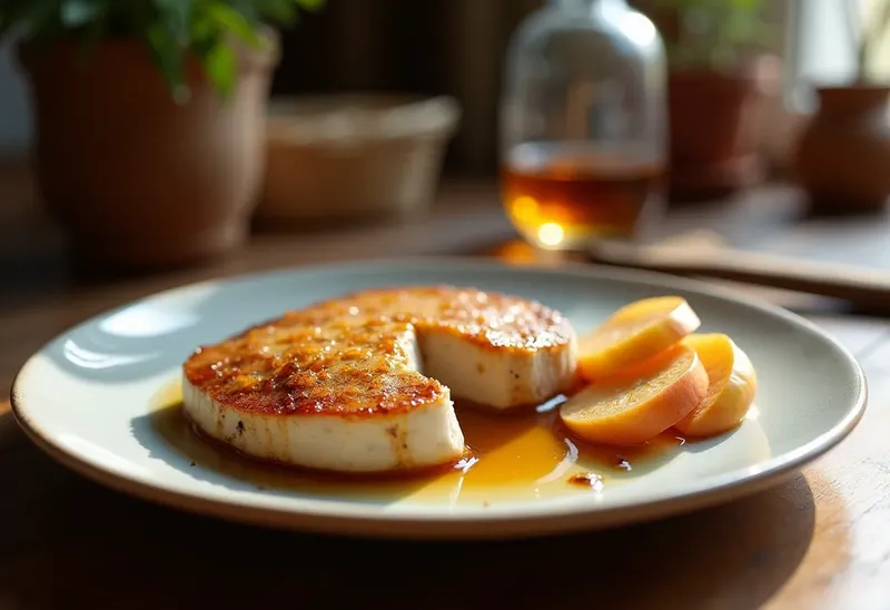 Foie Gras Frais Poêlé aux Pommes Caramélisées et Flambé à l'Armagnac