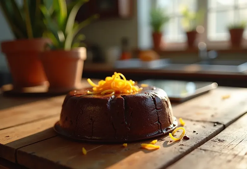 Photo de Fondant au chocolat noir et zestes d'orange : dessert gourmand et fondant