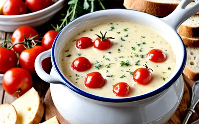 Fondue au fromage onctueuse aux tomates fraîches - Recette facile et gourmande