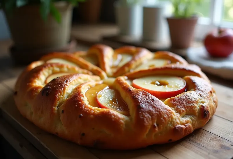 Fougasse sucrée aux pommes caramélisées