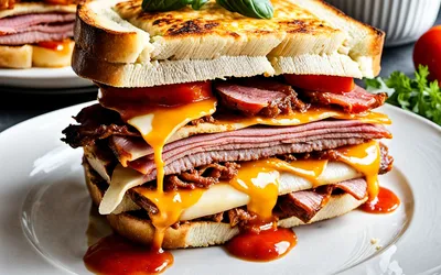 Recette authentique de Francesinha portugaise au fromage fondu et sauce épicée