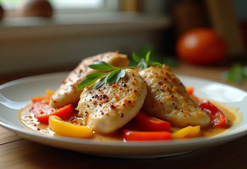 Fricassé de poulet au paprika et poivrons : plat mijoté savoureux et coloré