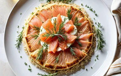 Image de la recette Galette de riz au carré frais et saumon fumé : recette gourmande et facile