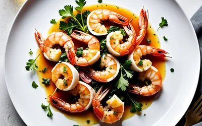 Photo de Gambas flambées à l'ail et cognac : recette rapide et délicieuse