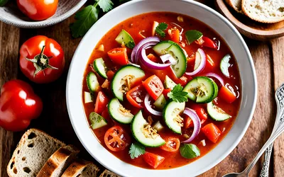 Recette facile de Gaspacho andalou traditionnel, soupe froide estivale