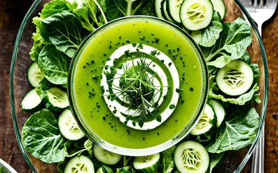 Recette facile de Gaspacho de concombre frais et salade croquante