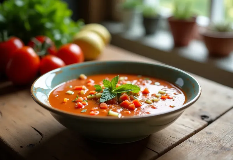 Gaspacho frais de légumes d'été