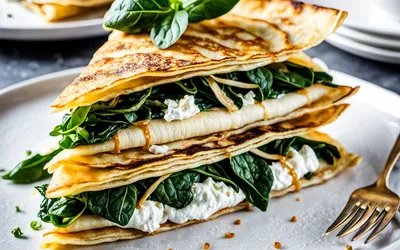 Recette facile de gâteau de crêpes aux épinards et chèvre fondant
