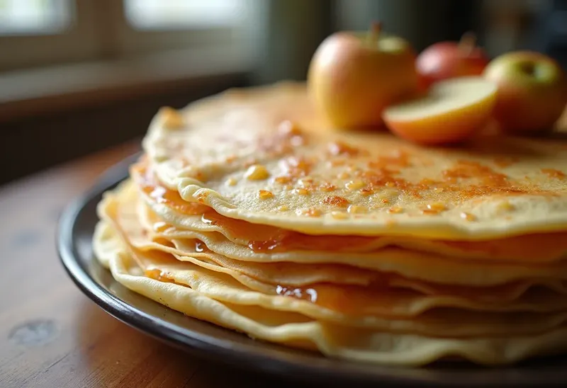 Gâteau de crêpes moelleux à la compote de pommes maison