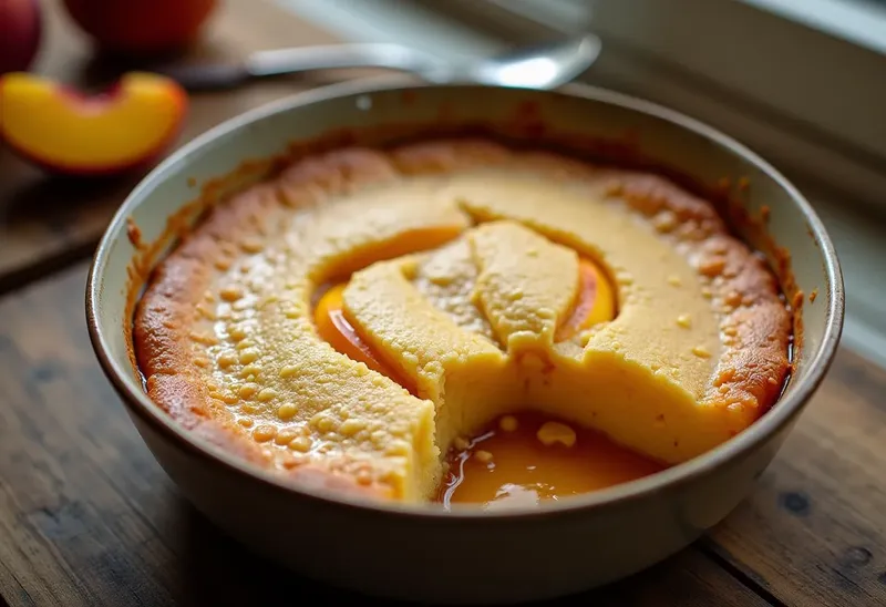 Gâteau de semoule aux pêches fondant et gourmand