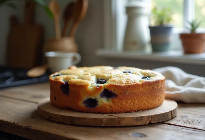 Gâteau fondant et léger aux myrtilles et à la vanille : douceur fruitée et moelleuse