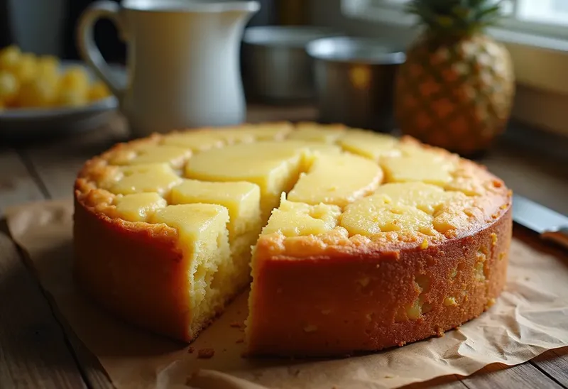 Gâteau moelleux à l'ananas sans lait, sans blé, sans soja et sans gluten