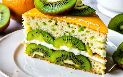 Recette facile de gâteau moelleux sans œuf à l'orange et kiwi