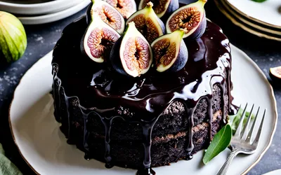 Photo de Recette gourmande de gâteau moelleux au chocolat noir et figues fraîches