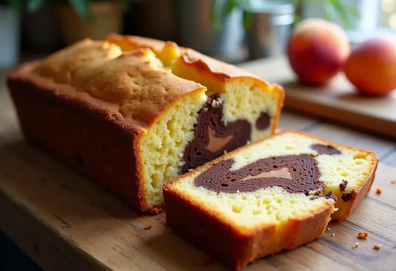Gâteau moelleux au lait et abricot marbré chocolat