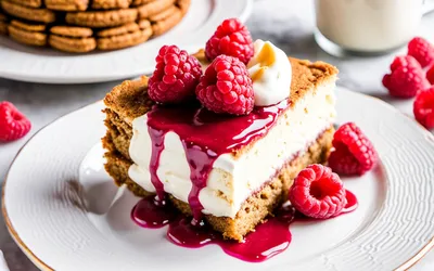 Recette gourmande de gâteau moelleux au spéculoos, fromage blanc et coulis de framboise