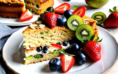 Recette facile de gâteau moelleux aux amandes nappé de fruits frais